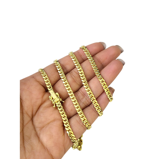 10K SOLID Gold Miami Cuban Link Chain 4mm 24" Inch Men Women Real Necklace