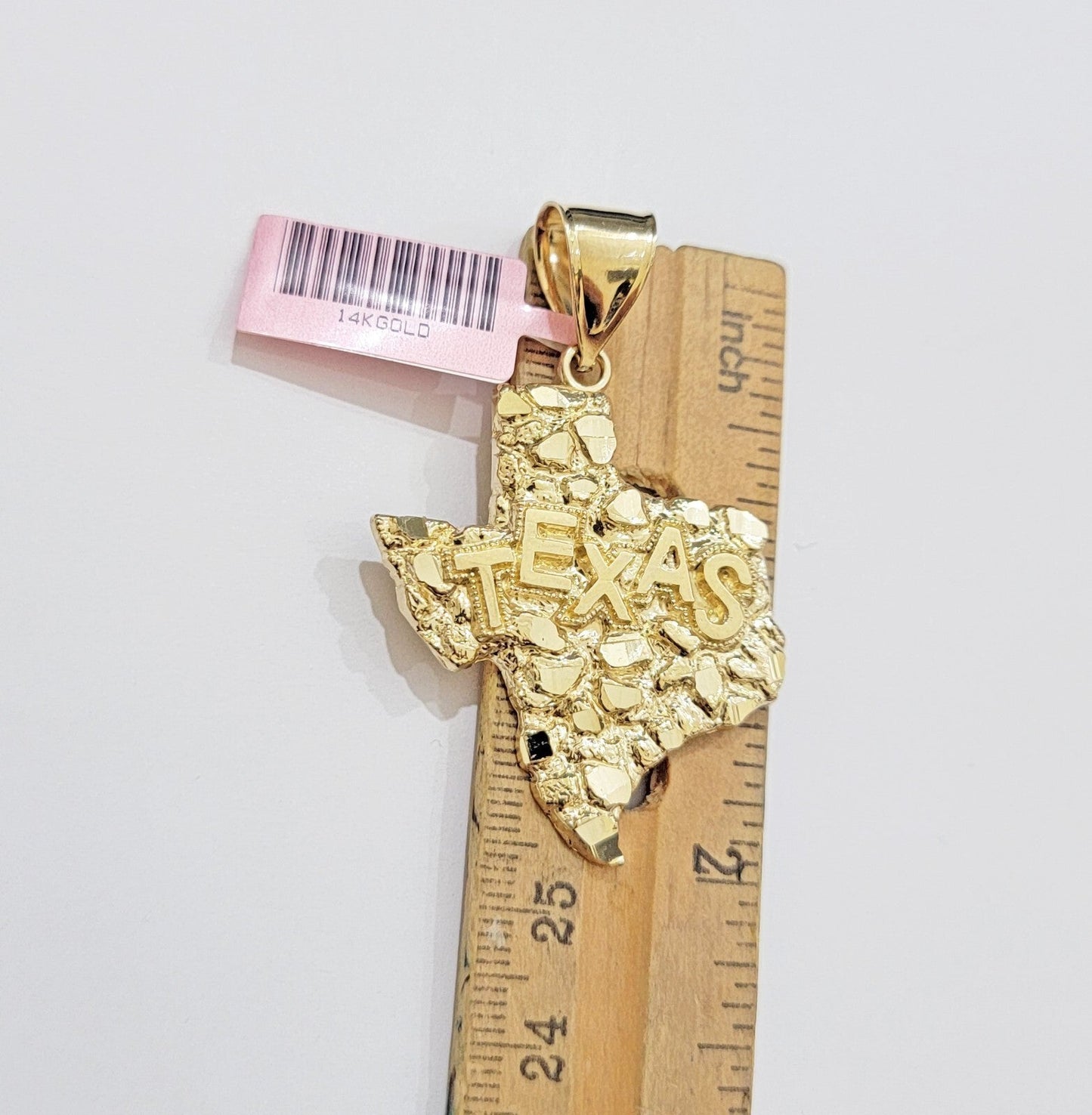 14k Gold Rope Chain & Nugget Texas map Charm pendant & 20 Inch Necklace Set Men's