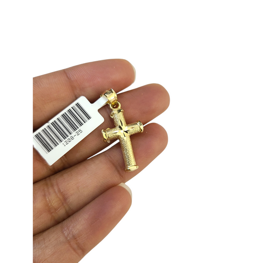 Real 10k Yellow Gold Charm Pendant Cross Diamond Cuts 10KT