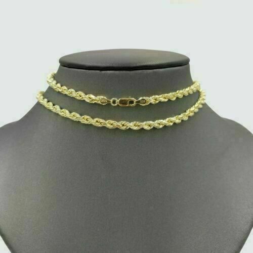 10k Yellow Gold "M" Head Charm Pendent Rope Chain 2.5mm 20 22 24 Men's Womens