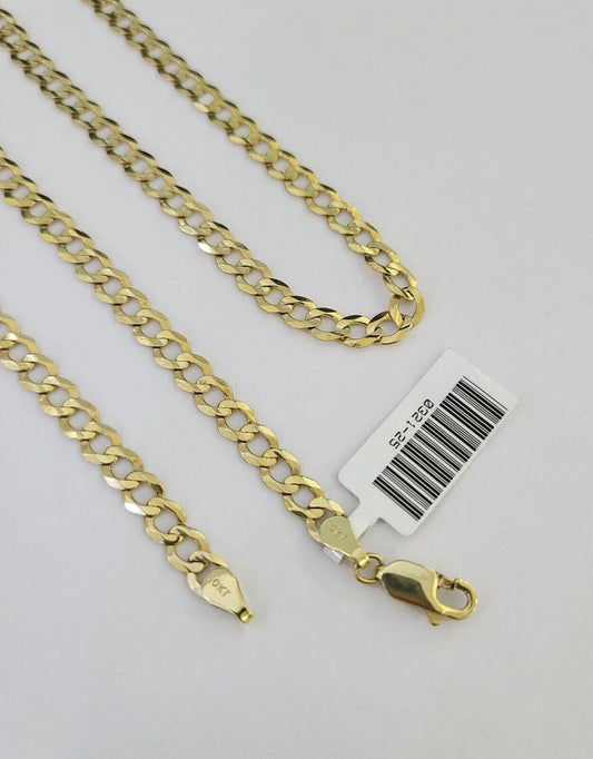 Solid 10k Gold Chain 22 Inch Necklace Cuban Curb Link 5mm REAL 10KT