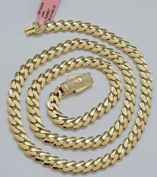Real 14k Yellow Gold Monaco Chain Necklace 20" 22'' 24'' 26" Inch 7mm 14kt SALE