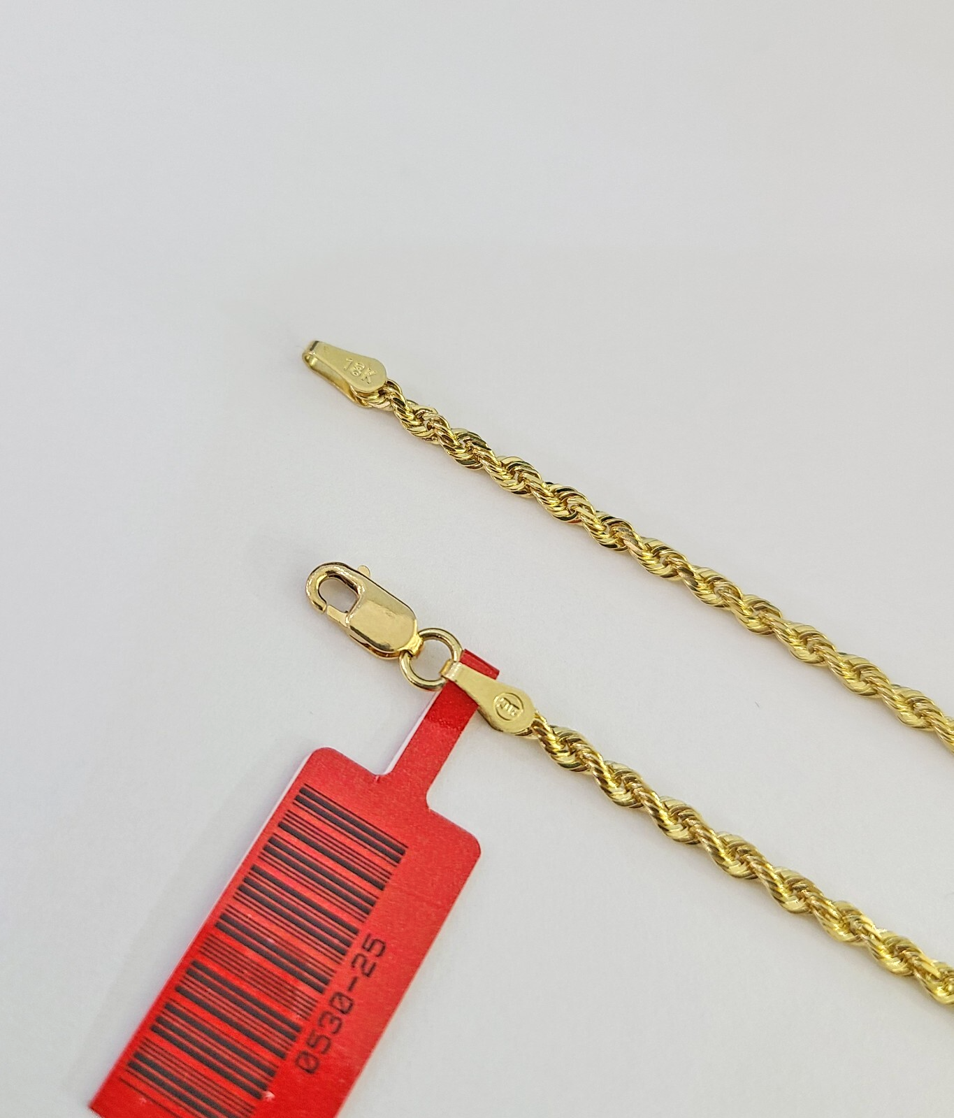 Real 18k Rope Chain Necklace 22 Inches 2mm Yellow Gold Men Women 18KT SOLID