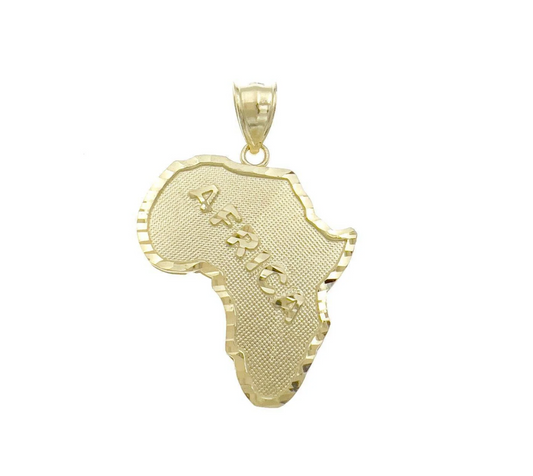 10k Yellow Gold Charm Africa Map Pendant Mens REAL 10KT With FREE SHIPPING