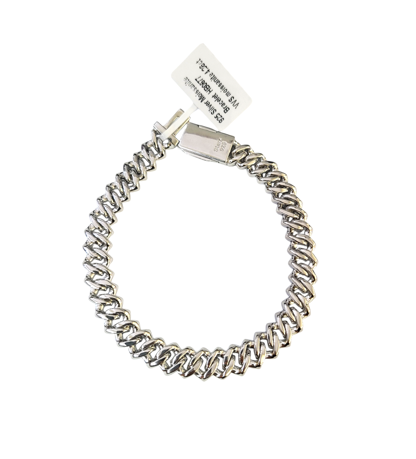 Moissanite Bracelet Cuban Link Style Real 925 Silver 8 Inch 10mm Women Men