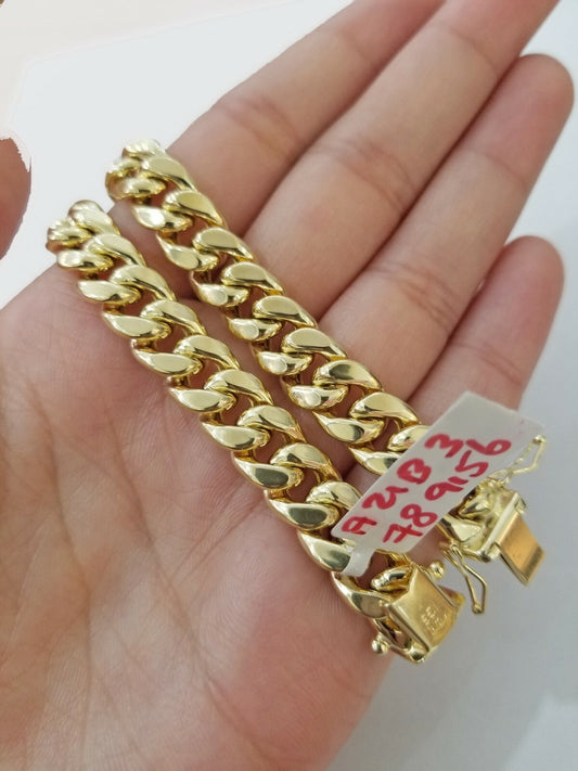REAL 14k Gold Miami Cuban Bracelet 7.5" 9mm Strong LADIES Mens Real Gold Sale