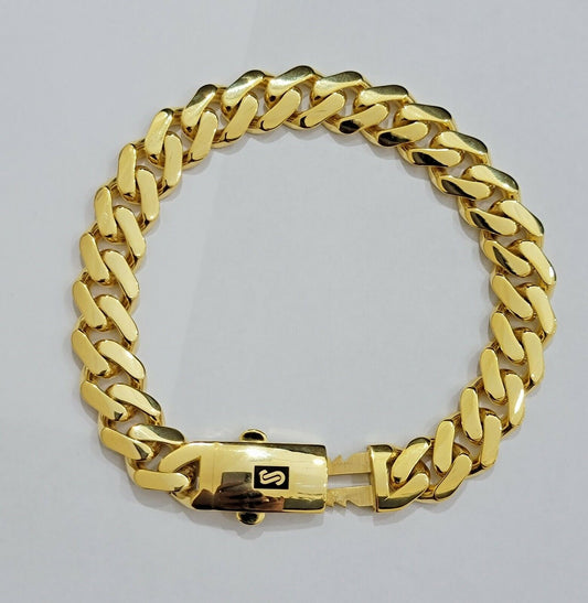 Real 10k Gold Bracelet 11mm Miami Cuban Royal Link 8" Shiny Plain Moneco Men's