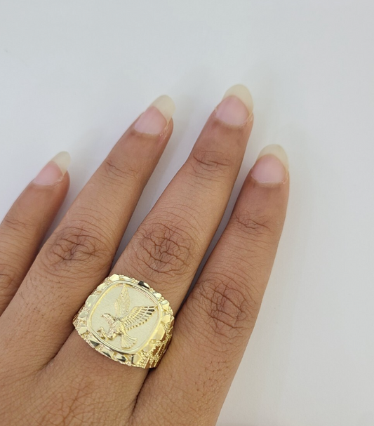 10k Yellow Gold Flying Eagle Ring Casual Band Genuine Brand New