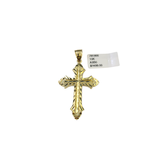 Real 10k Yellow Gold Charm Pendant Cross Diamond Cuts 10KT