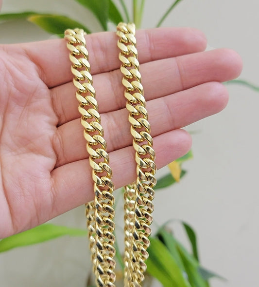 Miami Cuban Link Chain 24 Inch Necklace REAL 10k Yellow Gold 8mm Mens Women 10KT