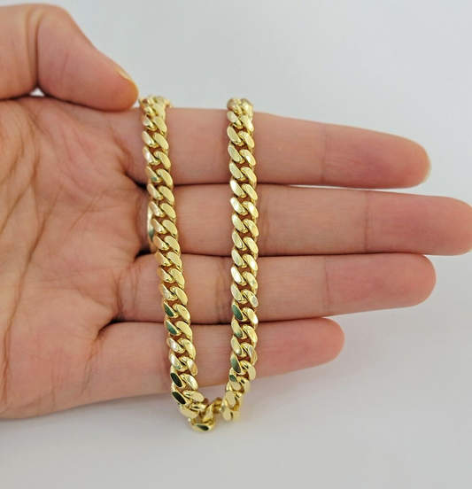 Real 10k Yellow Gold Ladies bracelet solid 7 Inch 6mm maimi cuban Links Strong
