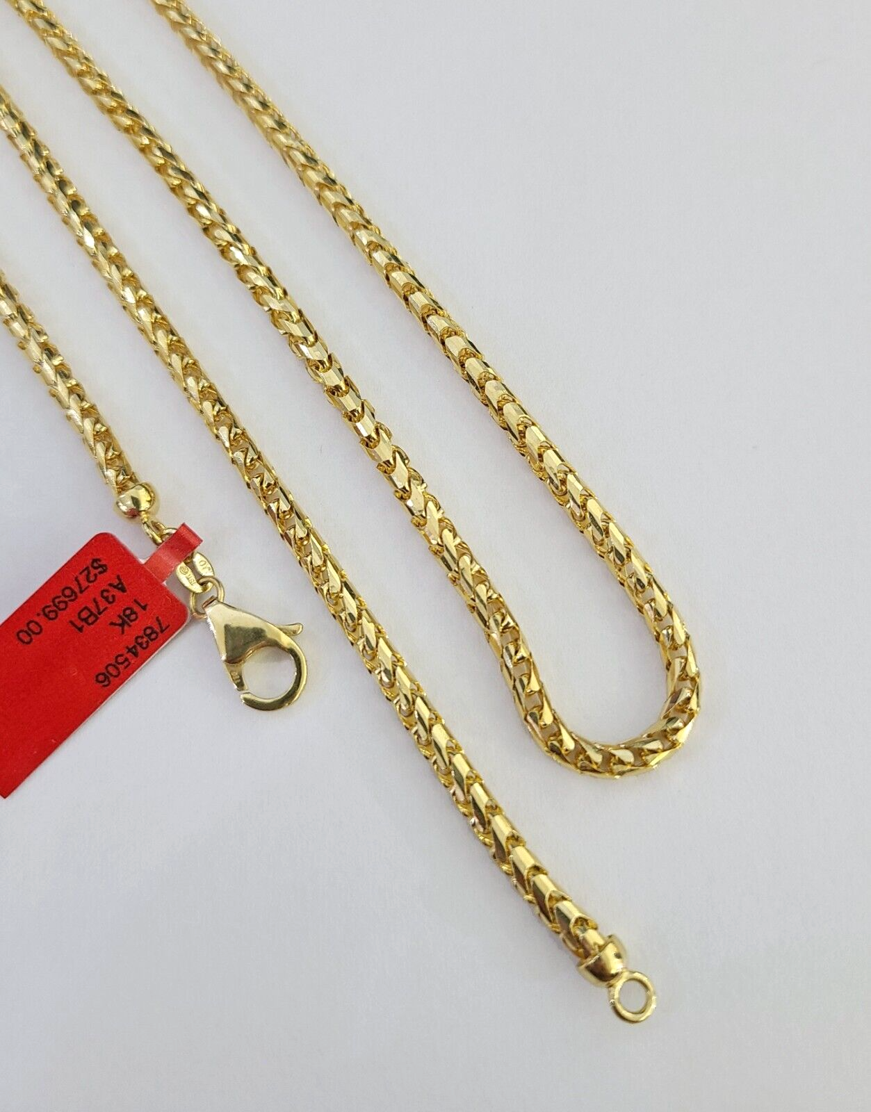 Real 18k Yellow Gold Franco Chain Necklace 24 Inch 4 mm SOLID 18kt