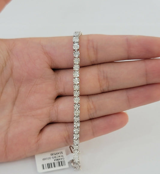 Ladies Solid 10k White Gold & 1 Ct Diamonds Bracelet 8" Mens Real Gold Sale