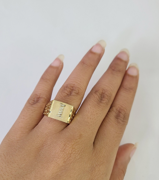 REAL Ring 10k Ring Alphabet I Initial Yellow Gold Genuine