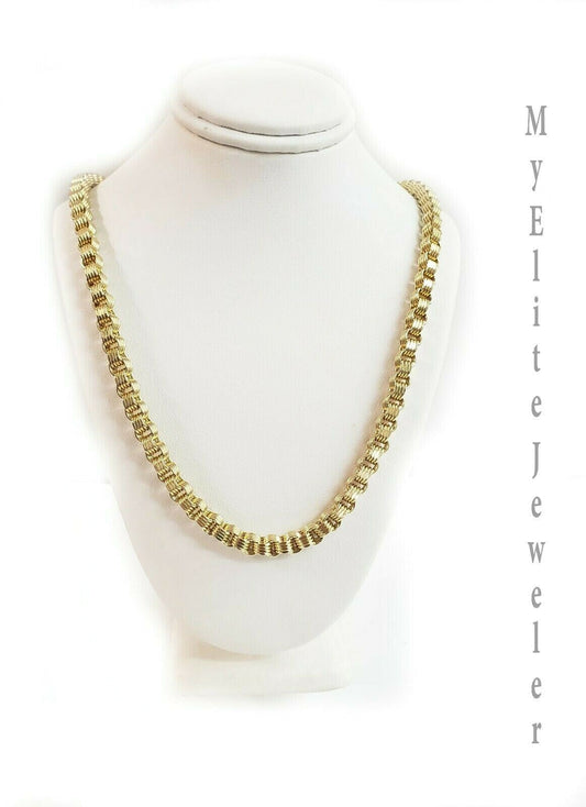 Mens 10k Gold Byzantine Chain Necklace 5mm 28"Inch Lobster Lock 10kt Yellow Gold