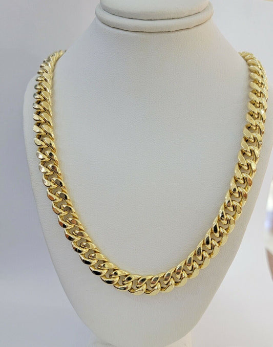 14k 10mm Mens Necklace Chain Miami Cuban Link 24" Inch REAL 14KT Real Gold Sale