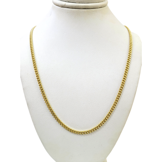 Real 10k Yellow Gold Necklace 3mm Miami Cuban Link Chain 22 Inch 10KT