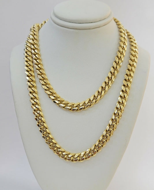 Solid 14k Gold Chain Necklace 8mm Miami Cuban Link 24" Men's 14kt Real Gold Sale