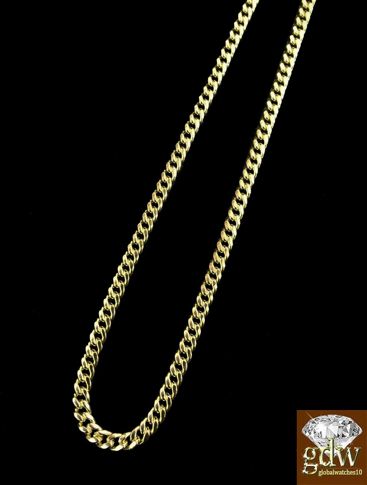 10k Gold Chain For Mens/Women Real Gold Cuban Chains 20" 22" 24" 26" 28" 30 3mm