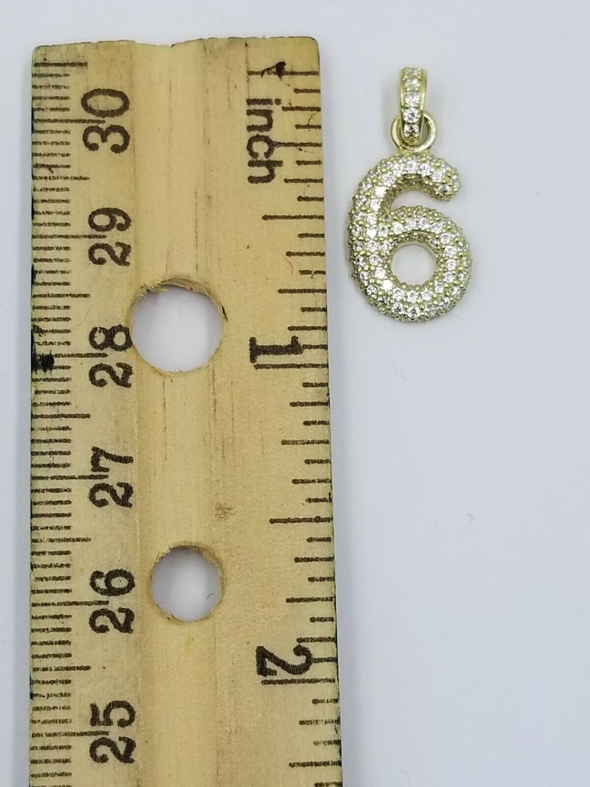 Real 10k Yellow Gold Diamond Number Charm Pendants for Men Women Bubble Letters