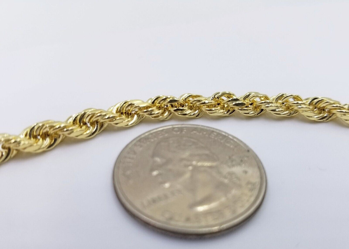 14k Gold Rope Chain & Nugget Texas map Charm pendant & 20 Inch Necklace Set Men's