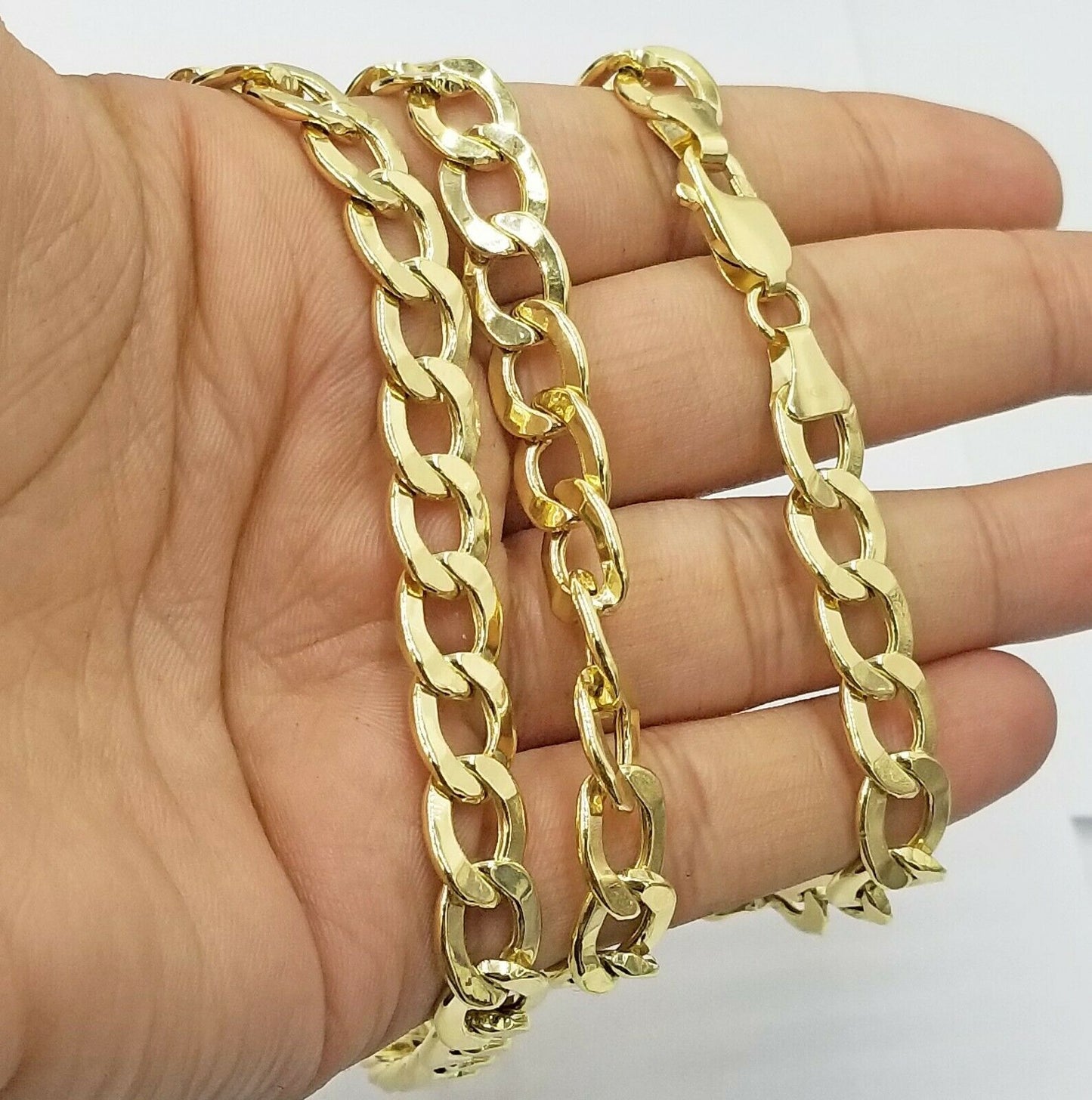 10K Yellow Gold Cuban Curb Link chain 10mm Necklace 18"-26" Men Women