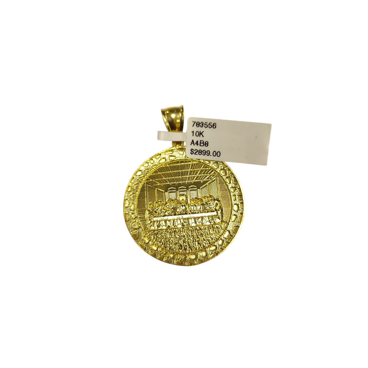 10k Gold Chain Necklace Last Supper Charm Pendant Set Cuban Curb 4mm 20"-30"