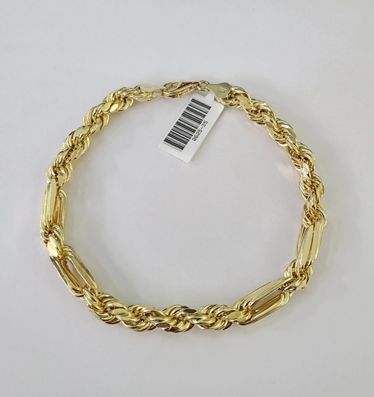 Real 10k Bracelet Milano Rope Yellow Gold 7mm 9 Inch Diamond Cuts 10KT Gold