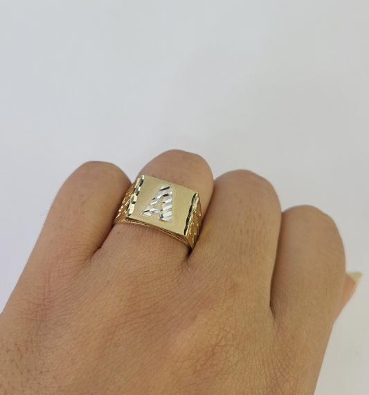 REAL Ring 10k Ring Alphabet A Initial Yellow Gold Genuine