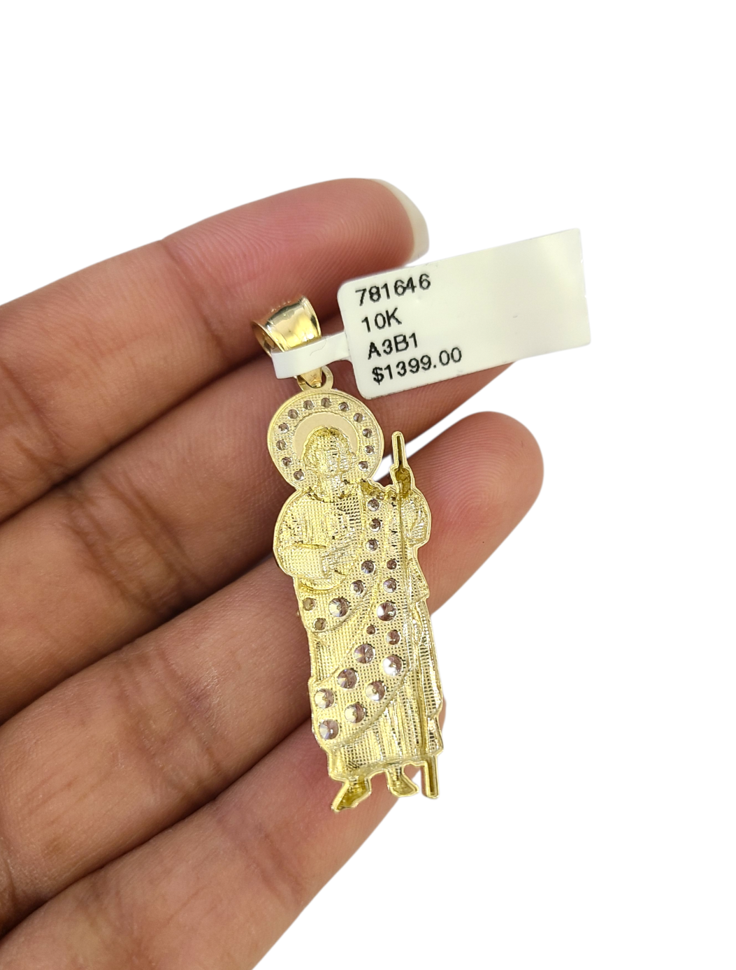 10k Gold Cuban Curb 3mm Chain Necklace Saint Jude Charm Pendant 18"-28" Set