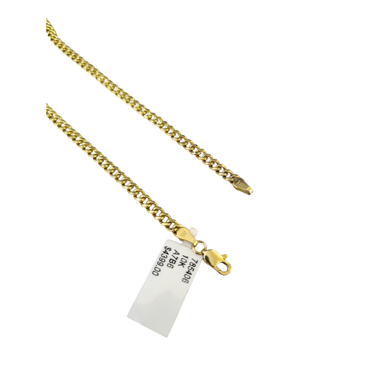 Real 10k Yellow Gold Necklace Miami Cuban Link Chain 18 Inch 2mm 10KT
