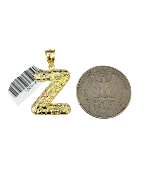 Real 10k Rope Chain 3mm 18"-28" Set Z Necklace Nugget Initial Charm Pendant Gold