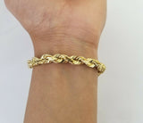 Solid Real 10K Yellow Gold Rope Bracelet 8" Inch 7mm , 10kt Real gold men women
