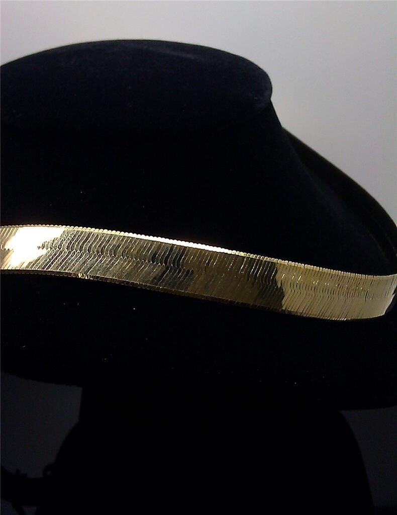 Real 10k Yellow Gold Herringbone Necklace 12 mm Thick 20 inch Men Women
