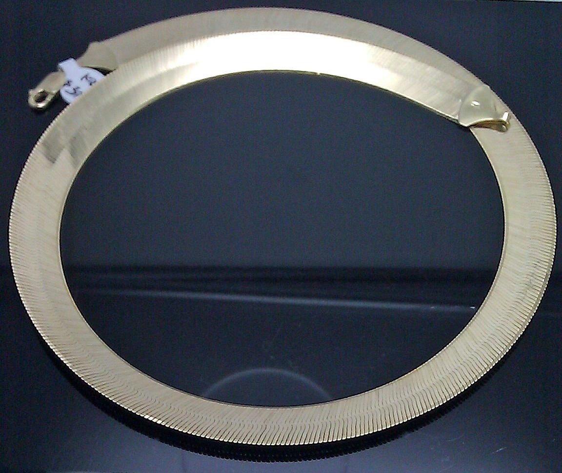 Real 10k Yellow Gold Herringbone Necklace 12 mm Thick 20 inch Men Women
