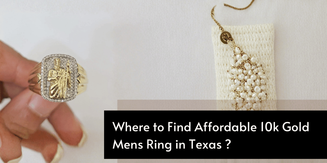 Affordable 10k gold men’s rings displayed at a Texas jewelry store