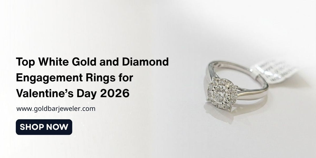 White gold and diamond rings showcased in jewelry store for Valentine’s Day 2026