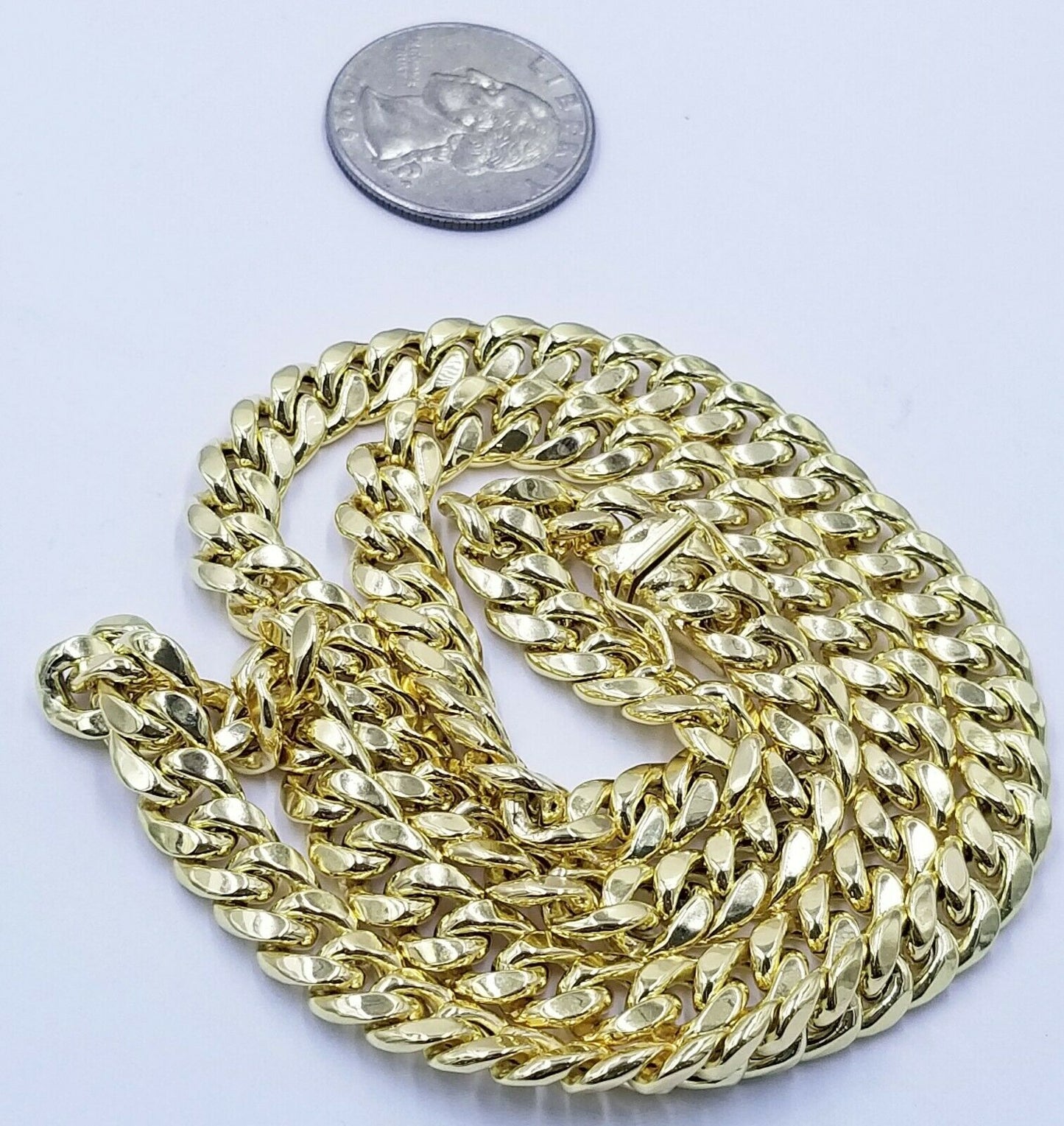Real 10k Gold Chain 20"- 28" Miami Cuban link Necklace REAL 6mm-12mm REAL GOLD