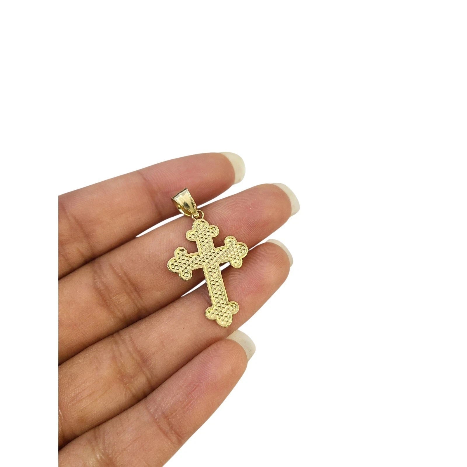 10K Gold 3mm Rope Chain Filigree Cross Pendant Charm Necklace Set 18"-28" Unisex