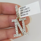 10k Initial " N " Diamond Pendant Charm Yellow Gold Alphabet Men's Ladies