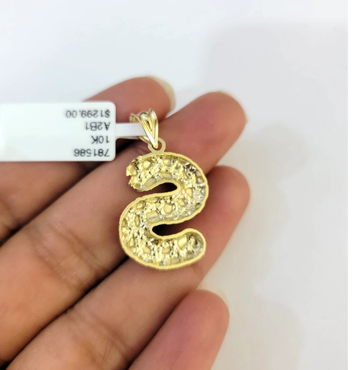 Real Gold 10k Chain S Initial Charm Miami Cuban Link 2.5mm Necklace Pendant SET