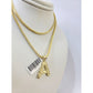 Real 10k Gold A Initial Charm Pendant Franco Chain Necklace SET 2.5mm 16"-26"