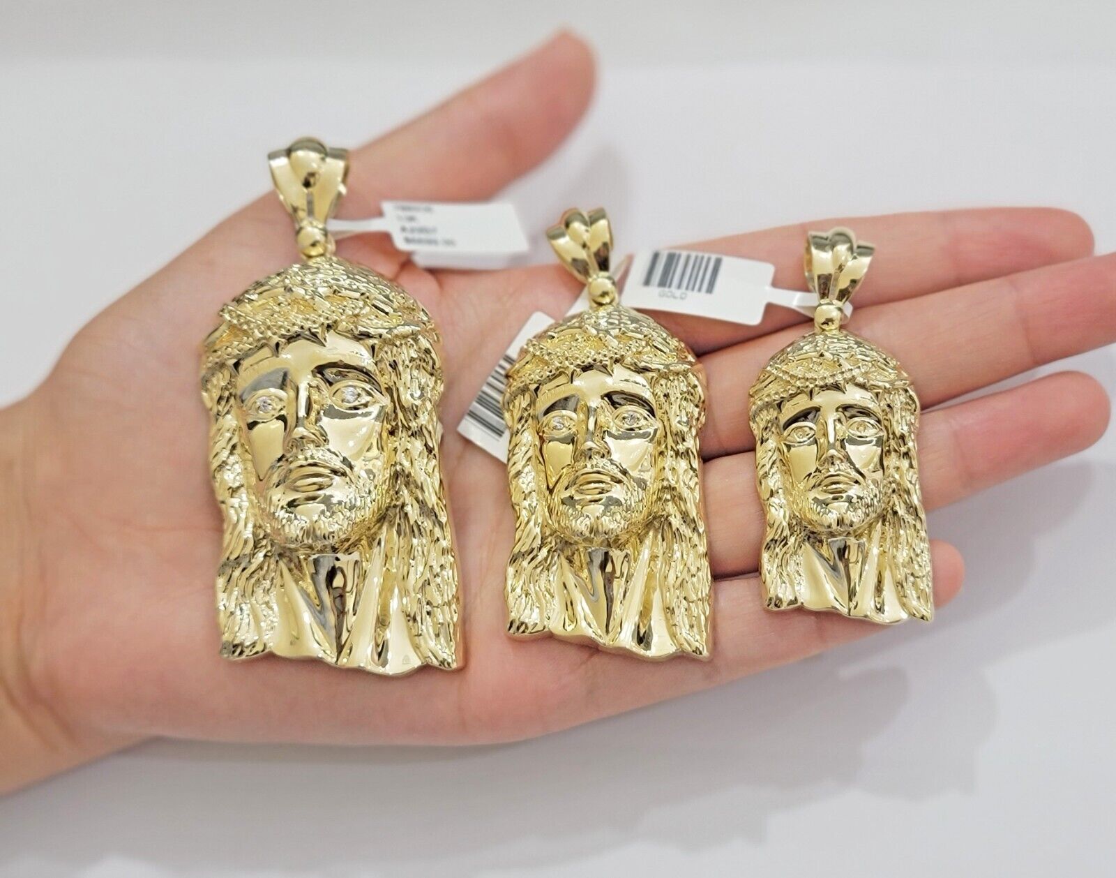 Real 10k Gold Pendant Jesus Head Charm 10kt Yellow Gold For Men's Different Size