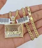 10k Gold Chain Last Supper Pendant Set Miami Cuban link Necklace 5mm 20-30 Inch