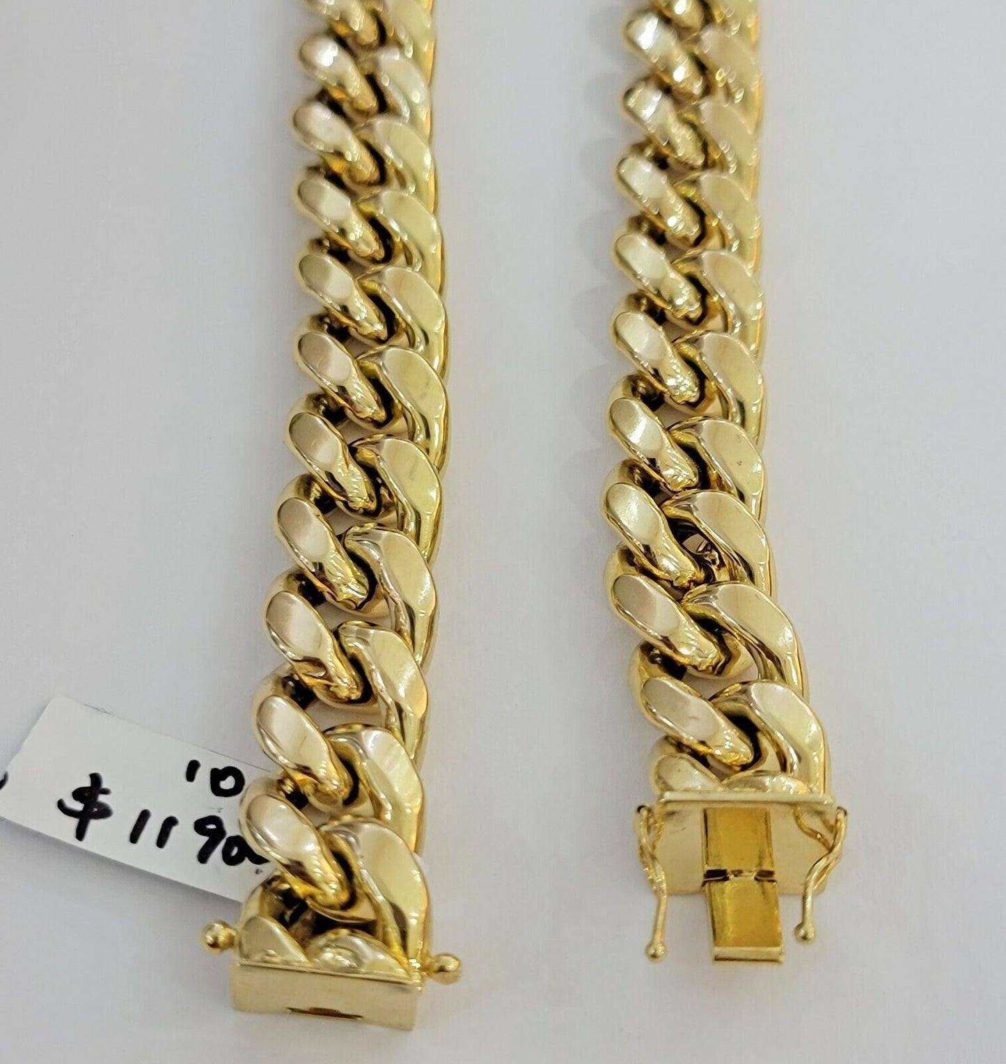 Real 14k Yellow Gold Chain Necklace 24 Inch 15mm  Miami Cuban Link Mens 14kt