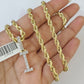 10k Rope Chain I Diamond Initial Charm Necklace Pendant Set 4mm 20"-30" Gold