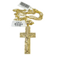 10k Gold Chain Necklace Cross Charm Pendant Set Cuban Curb 3mm 18"-28"
