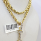 10k Rope Chain I Diamond Initial Charm Necklace Pendant Set 4mm 20"-30" Gold