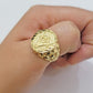 Real 10k Yellow Gold Masonic Ring Mens Nugget Band Round Shape Pinky Casual Ring