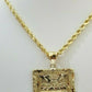 REAL 10k Yellow Gold Rope Chain Last Supper Charm Pendant SET 3mm Necklace 18-28